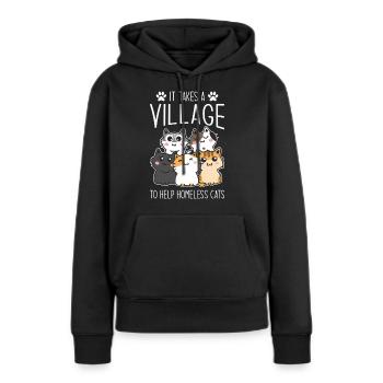 Aide de sauveteur de chats pour chats sans abri - Sweat à capuche Premium bio Femme - noir - Devant - Julia (174cm)