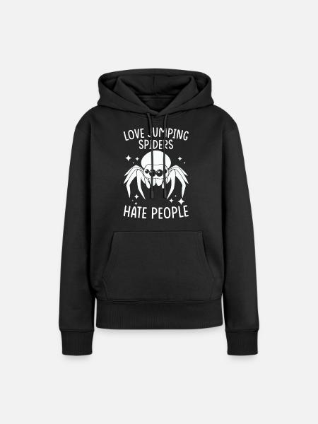 Springspinne Spruch - Frauen Premium Bio Hoodie - Schwarz
