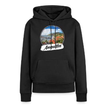 Souvenir d’Anguilla - Sweat à capuche Premium bio Femme - noir - Devant - Julia (174cm)