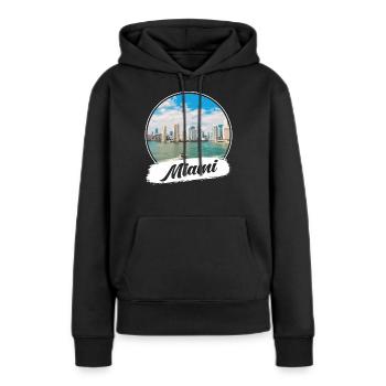 Miami Souvenir - Sweat à capuche Premium bio Femme - noir - Devant - Julia (174cm)