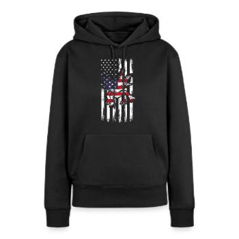 Axolotl Drapeau américain Kawaii Axolotl Drapeau américain - Sweat à capuche Premium bio Femme - noir - Devant - Julia (174cm)