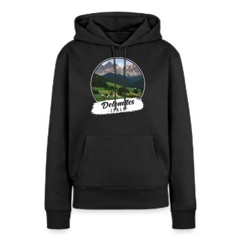 Dolomites Italie Souvenir - Sweat à capuche Premium bio Femme - noir - Devant - Julia (174cm)
