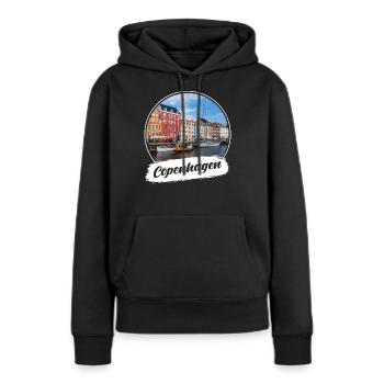 Souvenir de Copenhague - Sweat à capuche Premium bio Femme - noir - Devant - Julia (174cm)