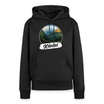 Kauai Souvenir - Sweat à capuche Premium bio Femme - noir - Devant - Julia (174cm)