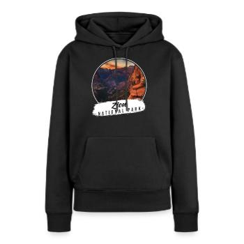 Souvenirs du parc national de Zion - Sweat à capuche Premium bio Femme - noir - Devant - Julia (174cm)