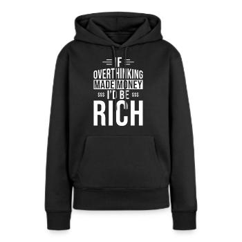 Trop penser Penser trop - Sweat à capuche Premium bio Femme - noir - Devant - Julia (174cm)