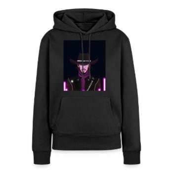 Goth Synthwave Outrun Goth Cowboy - Sweat à capuche Premium bio Femme - noir - Devant - Julia (174cm)