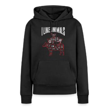 Butcher Butcher Butcher Butcher’s Gift - Sweat à capuche Premium bio Femme - noir - Devant - Julia (174cm)