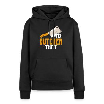 Butcher Butcher Butcher Butcher’s Gift - Sweat à capuche Premium bio Femme - noir - Devant - Julia (174cm)