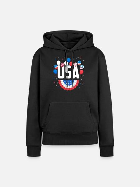Amerika USA Amerikaner Amerikanerin - Dame Premium hoodie, økologisk bomuld - sort