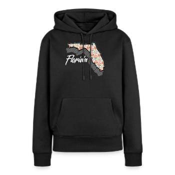 Florida - Frauen Premium Bio Hoodie - Schwarz - Vorne - Julia (174cm)