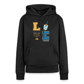 Amour Hanoukka, Juif Dreidel Menorah Hanoukka - Sweat à capuche Premium bio Femme - noir - Devant - Julia (174cm)