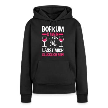 Nordsee Wein Borkum - Frauen Premium Bio Hoodie - Schwarz - Vorne - Julia (174cm)