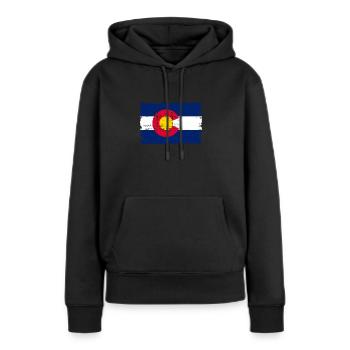 Colorado - Frauen Premium Bio Hoodie - Schwarz - Vorne - Julia (174cm)
