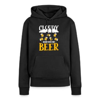 Nuageux avec une chance pour la conception de la bière - Sweat à capuche Premium bio Femme - noir - Devant - Julia (174cm)