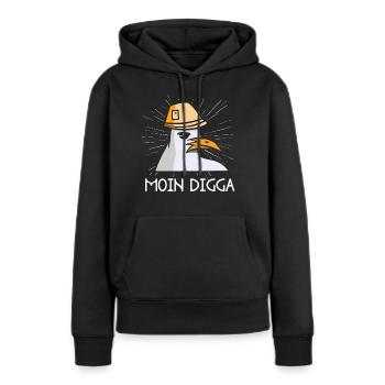 Moin Digga Seagull Nord Allemand Bas Allemand Dicton - Sweat à capuche Premium bio Femme - noir - Devant - Julia (174cm)