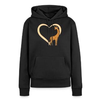 Girafe Lover - Girafe Coeur Girafe - Giraf mignon - Sweat à capuche Premium bio Femme - noir - Devant - Julia (174cm)
