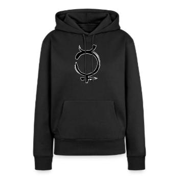 Symbole d’astrologie de Mercure - Sweat à capuche Premium bio Femme - noir - Devant - Julia (174cm)