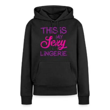 Drôle, sexy, pervers, c’est mon sexy - Sweat à capuche Premium bio Femme - noir - Devant - Julia (174cm)