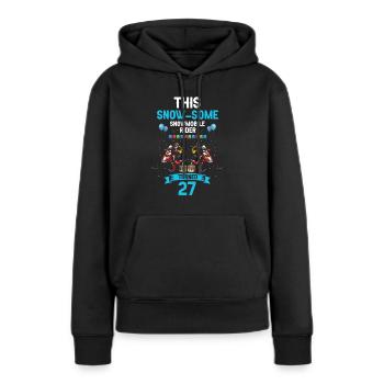Conception de motoneige pour l’anniversaire de la motoneige - Sweat à capuche Premium bio Femme - noir - Devant - Julia (174cm)