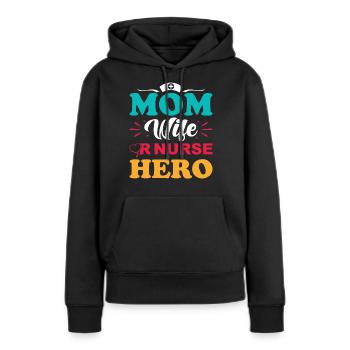OP Krankenschwester Mama - Frauen Premium Bio Hoodie - Schwarz - Vorne - Julia (174cm)