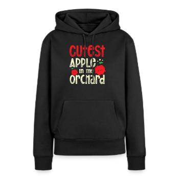 Pomme la plus sucrée dans le verger Mangeurs de pommes fruitées - Sweat à capuche Premium bio Femme - noir - Devant - Julia (174cm)
