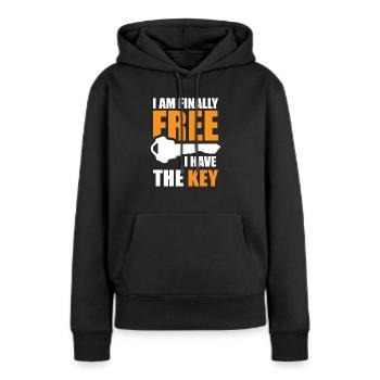 Ich Bin Endlich Frei, Ich Habe Den Schlüssel - Frauen Premium Bio Hoodie - Schwarz - Vorne - Julia (174cm)