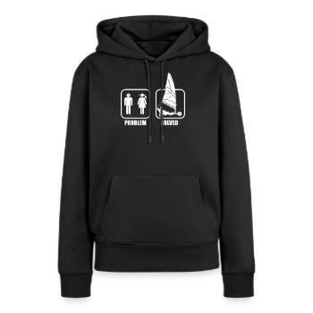 Plage Voile Windracer Land Sailers Land Sailors - Sweat à capuche Premium bio Femme - noir - Devant - Julia (174cm)