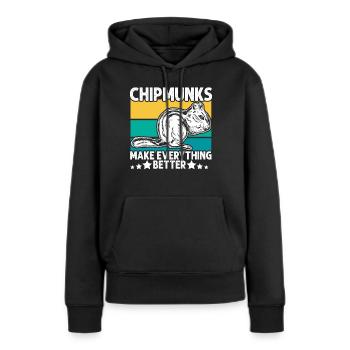 Cadeau de rongeur chipmunk - Sweat à capuche Premium bio Femme - noir - Devant - Julia (174cm)