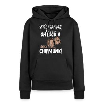 Cadeau de rongeur chipmunk - Sweat à capuche Premium bio Femme - noir - Devant - Julia (174cm)