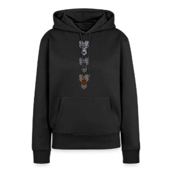 Bois de cerf rouge avec bois de cerf - Sweat à capuche Premium bio Femme - noir - Devant - Julia (174cm)