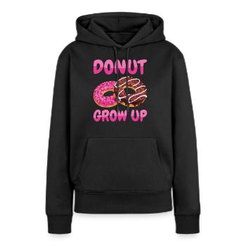 Donut grandir - Sweat à capuche Premium bio Femme - noir - Devant - Julia (174cm)