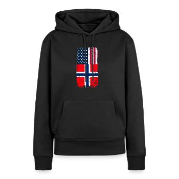 Norvège Amérique - Sweat à capuche Premium bio Femme - noir - Devant - Julia (174cm)