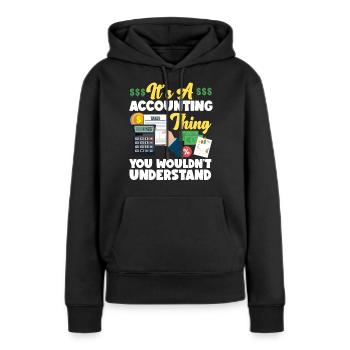 Comptable Comptable Comptable - Sweat à capuche Premium bio Femme - noir - Devant - Julia (174cm)