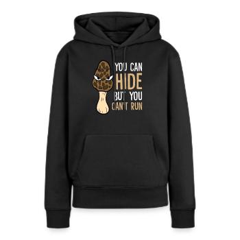 Morchelpilzjäger Du kannst dich verstecken, aber - Frauen Premium Bio Hoodie - Schwarz - Vorne - Julia (174cm)