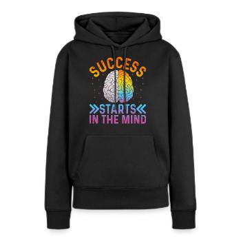 Le succès commence dans l’ - Succès motivationnel - Sweat à capuche Premium bio Femme - noir - Devant - Julia (174cm)