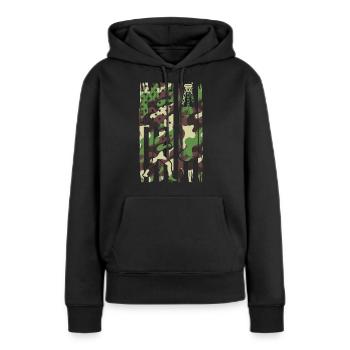 Drapeau de camouflage de boxe - Combat de boxe d’arts martiaux - Sweat à capuche Premium bio Femme - noir - Devant - Julia (174cm)