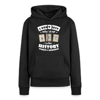 Ich Sammle Nicht Nur Briefmarken, Ich Sammle - Frauen Premium Bio Hoodie - Schwarz - Vorne - Julia (174cm)