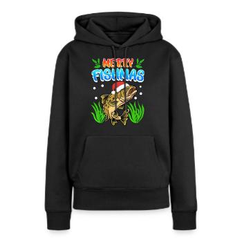 Trout Angler Joyeux Fishmas Angler Noël - Sweat à capuche Premium bio Femme - noir - Devant - Julia (174cm)