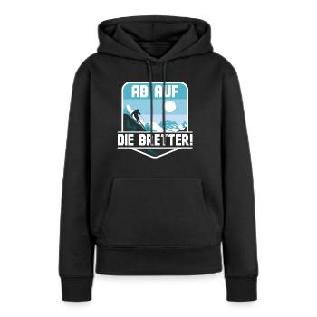 Skifahren Skipiste Ab auf die Bretter - Frauen Premium Bio Hoodie - Schwarz - Vorne - Julia (174cm)