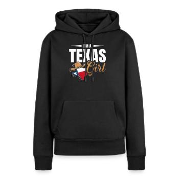Texas State Amérique Lieu de naissance Texan USA Texas - Sweat à capuche Premium bio Femme - noir - Devant - Julia (174cm)