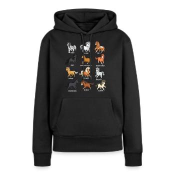 Viele Pferderassen - Cartoon Kawaii Pferde - Frauen Premium Bio Hoodie - Schwarz - Vorne - Julia (174cm)