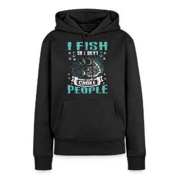 Je pêche donc je n’ai pas de drôle - Sweat à capuche Premium bio Femme - noir - Devant - Julia (174cm)