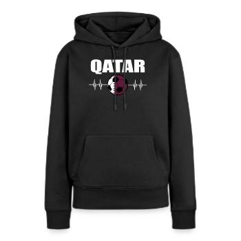 Qatar Football - Sweat à capuche Premium bio Femme - noir - Devant - Julia (174cm)