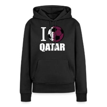 Qatar Football - Sweat à capuche Premium bio Femme - noir - Devant - Julia (174cm)
