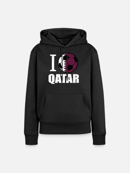 Katar Fußball - Frauen Premium Bio Hoodie - Schwarz