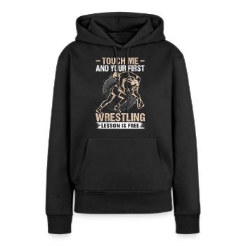 Lutte Lutte Lutteur Lutteur Cadeau de lutteur - Sweat à capuche Premium bio Femme - noir - Devant - Julia (174cm)
