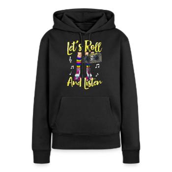 Inline Skater - Frauen Premium Bio Hoodie - Schwarz - Vorne - Julia (174cm)