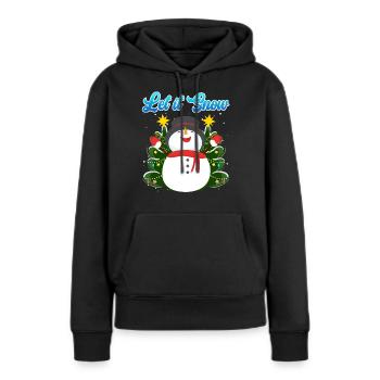 Let it Snow Snowman Noël - Sweat à capuche Premium bio Femme - noir - Devant - Julia (174cm)