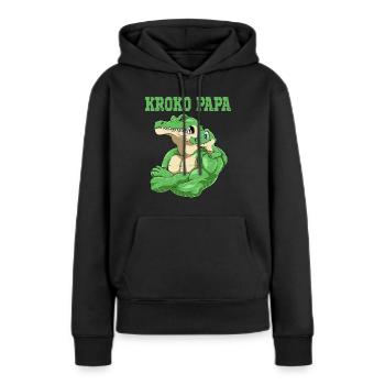 Kroko Papa Krokodil Vater und Baby Papa Vatertag - Frauen Premium Bio Hoodie - Schwarz - Vorne - Julia (174cm)